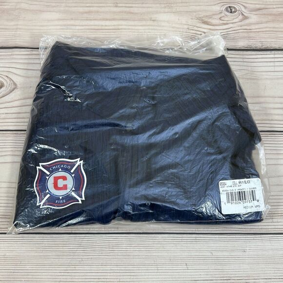 Adidas Climalite Chicago Fire MLS Womens Medium Blue Pullover 1/4 Zip Jacket - Picture 13 of 14